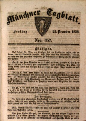 Münchener Tagblatt Freitag 23. Dezember 1836