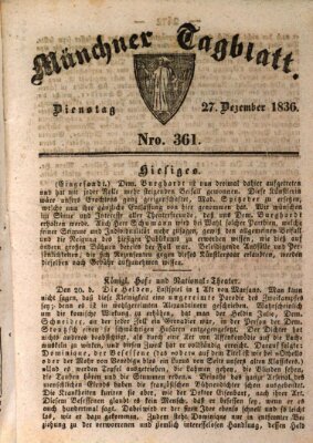 Münchener Tagblatt Dienstag 27. Dezember 1836