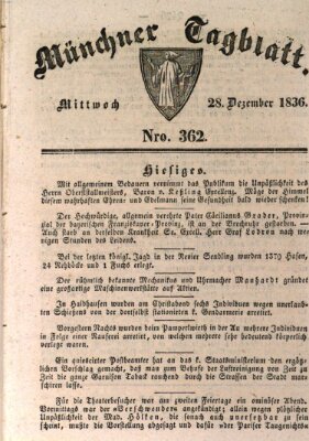 Münchener Tagblatt Mittwoch 28. Dezember 1836