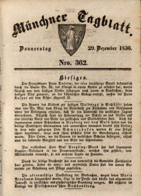 Münchener Tagblatt Donnerstag 29. Dezember 1836