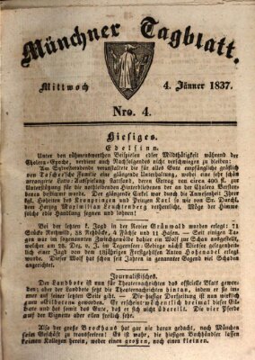 Münchener Tagblatt Mittwoch 4. Januar 1837