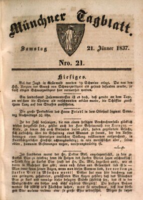 Münchener Tagblatt Samstag 21. Januar 1837
