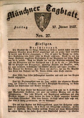 Münchener Tagblatt Freitag 27. Januar 1837