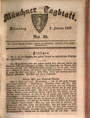 Münchener Tagblatt Dienstag 7. Februar 1837