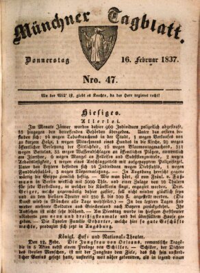 Münchener Tagblatt Donnerstag 16. Februar 1837