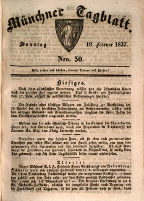 Münchener Tagblatt Sonntag 19. Februar 1837