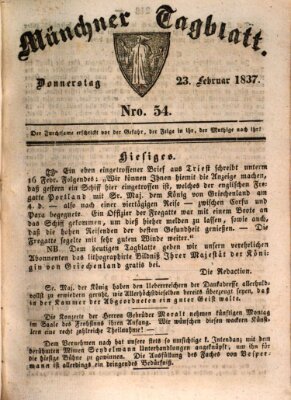 Münchener Tagblatt Donnerstag 23. Februar 1837