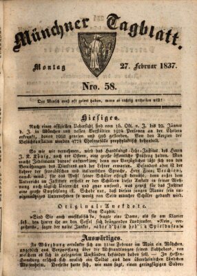 Münchener Tagblatt Montag 27. Februar 1837