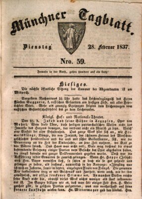 Münchener Tagblatt Dienstag 28. Februar 1837