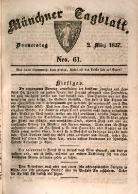 Münchener Tagblatt Donnerstag 2. März 1837