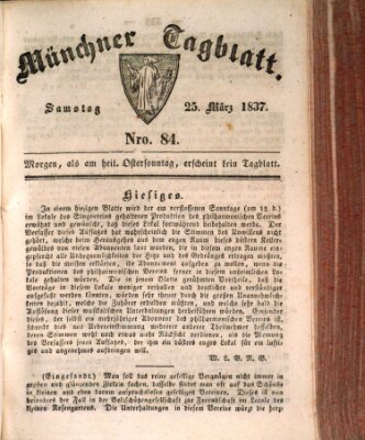 Münchener Tagblatt Samstag 25. März 1837