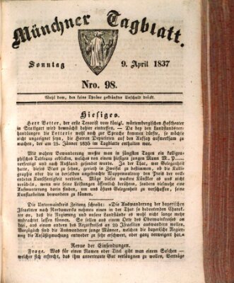 Münchener Tagblatt Sonntag 9. April 1837