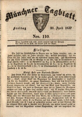 Münchener Tagblatt Freitag 21. April 1837