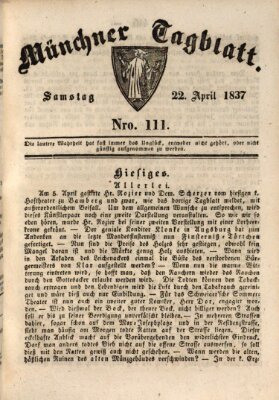 Münchener Tagblatt Samstag 22. April 1837