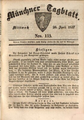 Münchener Tagblatt Mittwoch 26. April 1837