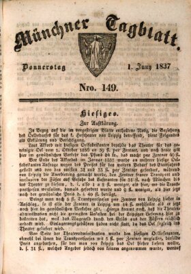 Münchener Tagblatt Donnerstag 1. Juni 1837