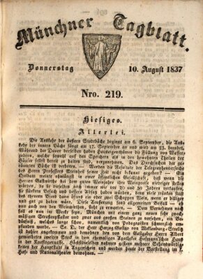 Münchener Tagblatt Donnerstag 10. August 1837