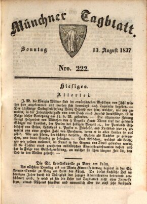 Münchener Tagblatt Sonntag 13. August 1837