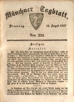 Münchener Tagblatt Dienstag 15. August 1837