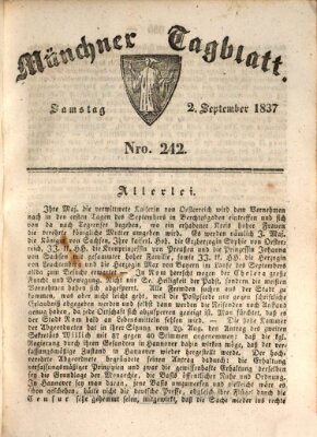 Münchener Tagblatt Samstag 2. September 1837