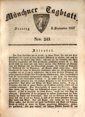 Münchener Tagblatt Sonntag 3. September 1837