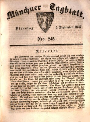 Münchener Tagblatt Dienstag 5. September 1837