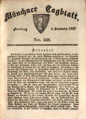 Münchener Tagblatt Freitag 8. September 1837