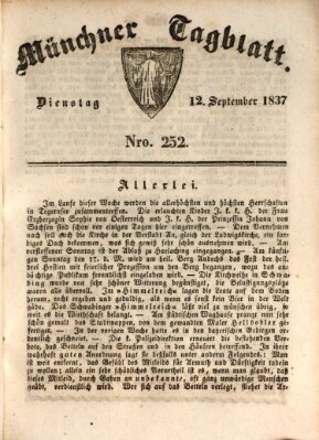 Münchener Tagblatt Dienstag 12. September 1837