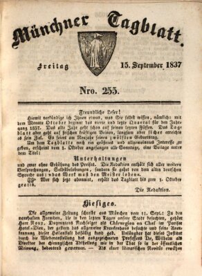 Münchener Tagblatt Freitag 15. September 1837