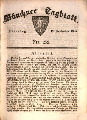 Münchener Tagblatt Dienstag 19. September 1837