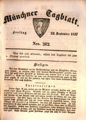 Münchener Tagblatt Freitag 22. September 1837