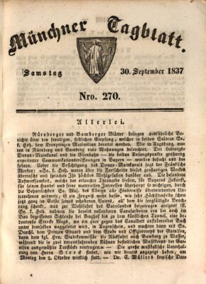 Münchener Tagblatt Samstag 30. September 1837