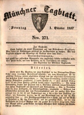 Münchener Tagblatt Sonntag 1. Oktober 1837