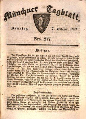 Münchener Tagblatt Samstag 7. Oktober 1837