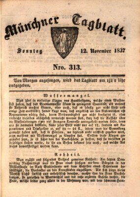 Münchener Tagblatt Sonntag 12. November 1837