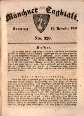 Münchener Tagblatt Sonntag 19. November 1837