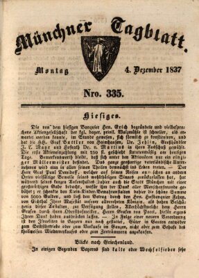 Münchener Tagblatt Montag 4. Dezember 1837