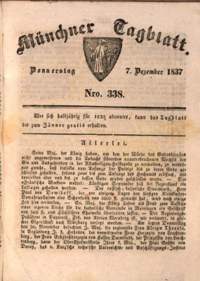 Münchener Tagblatt Donnerstag 7. Dezember 1837