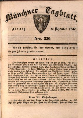 Münchener Tagblatt Freitag 8. Dezember 1837