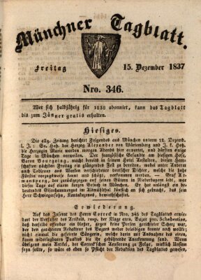 Münchener Tagblatt Freitag 15. Dezember 1837