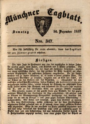 Münchener Tagblatt Samstag 16. Dezember 1837