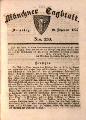 Münchener Tagblatt Dienstag 19. Dezember 1837