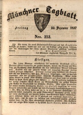 Münchener Tagblatt Freitag 22. Dezember 1837