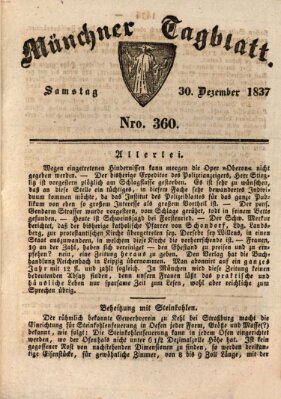 Münchener Tagblatt Samstag 30. Dezember 1837