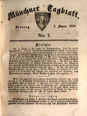 Münchener Tagblatt Sonntag 7. Januar 1838