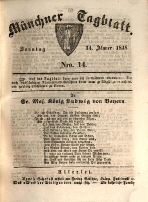 Münchener Tagblatt Sonntag 14. Januar 1838