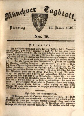 Münchener Tagblatt Dienstag 16. Januar 1838