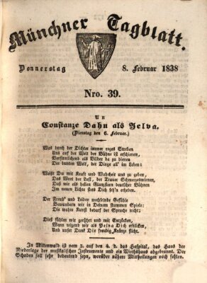 Münchener Tagblatt Donnerstag 8. Februar 1838