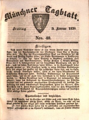 Münchener Tagblatt Freitag 9. Februar 1838