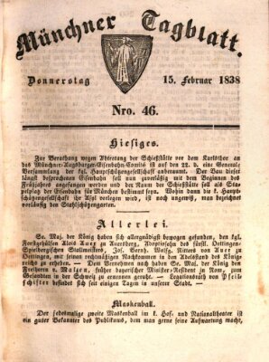 Münchener Tagblatt Donnerstag 15. Februar 1838